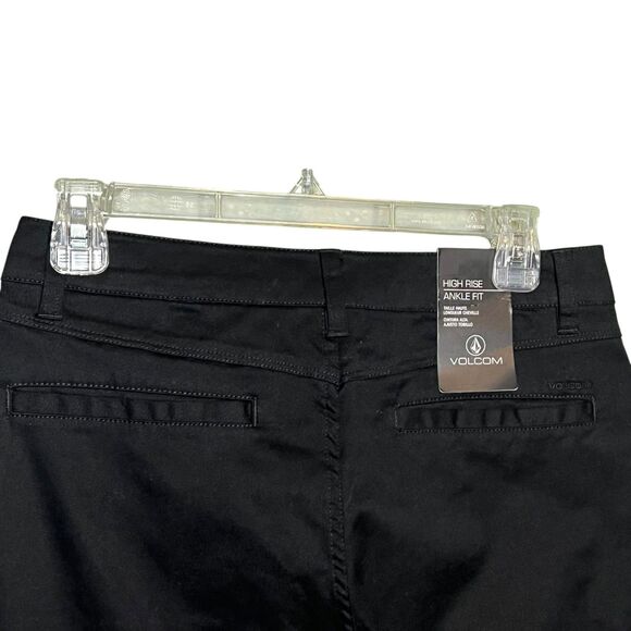 Volcom Pants Women's 27 Black High Rise Ankle Fit Grunge Goth Emo Pants Casual - Picture 6 of 12